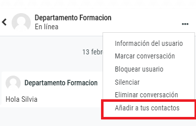 Añadir a contactos