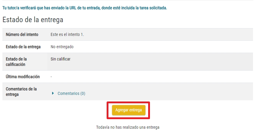 Agregar entrega de tarea