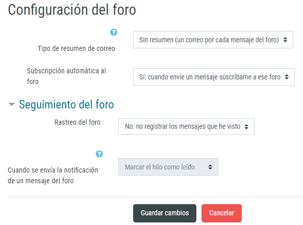 Configuración del foro