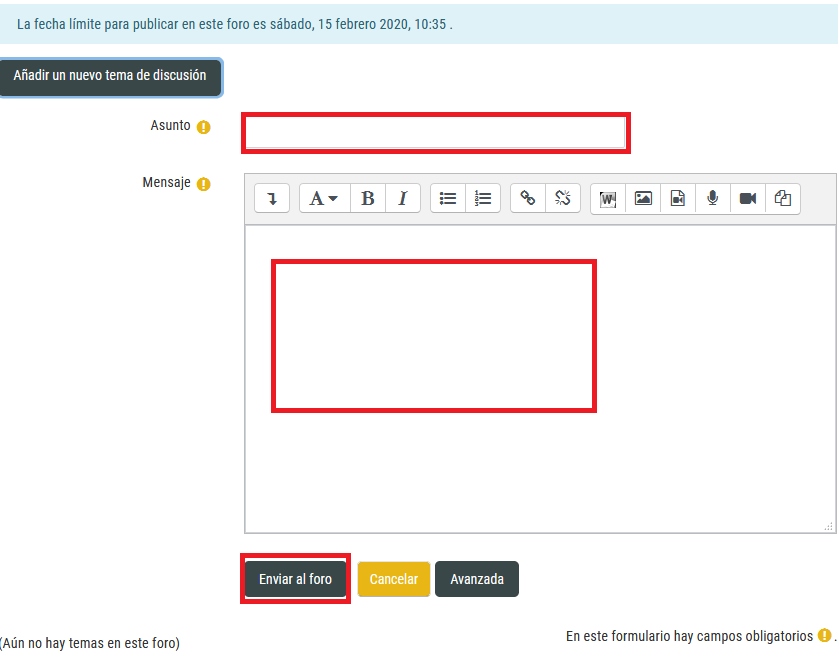 Escribir texto en el foro