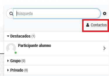 Opción de contactos en mensajes