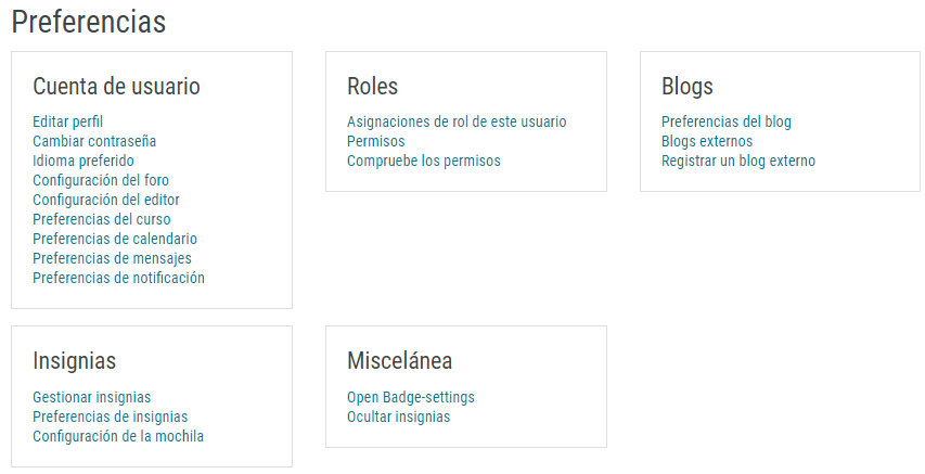 Preferencias de configuración