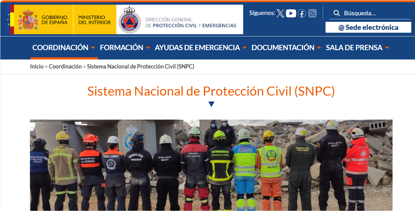 Página web de protección civil