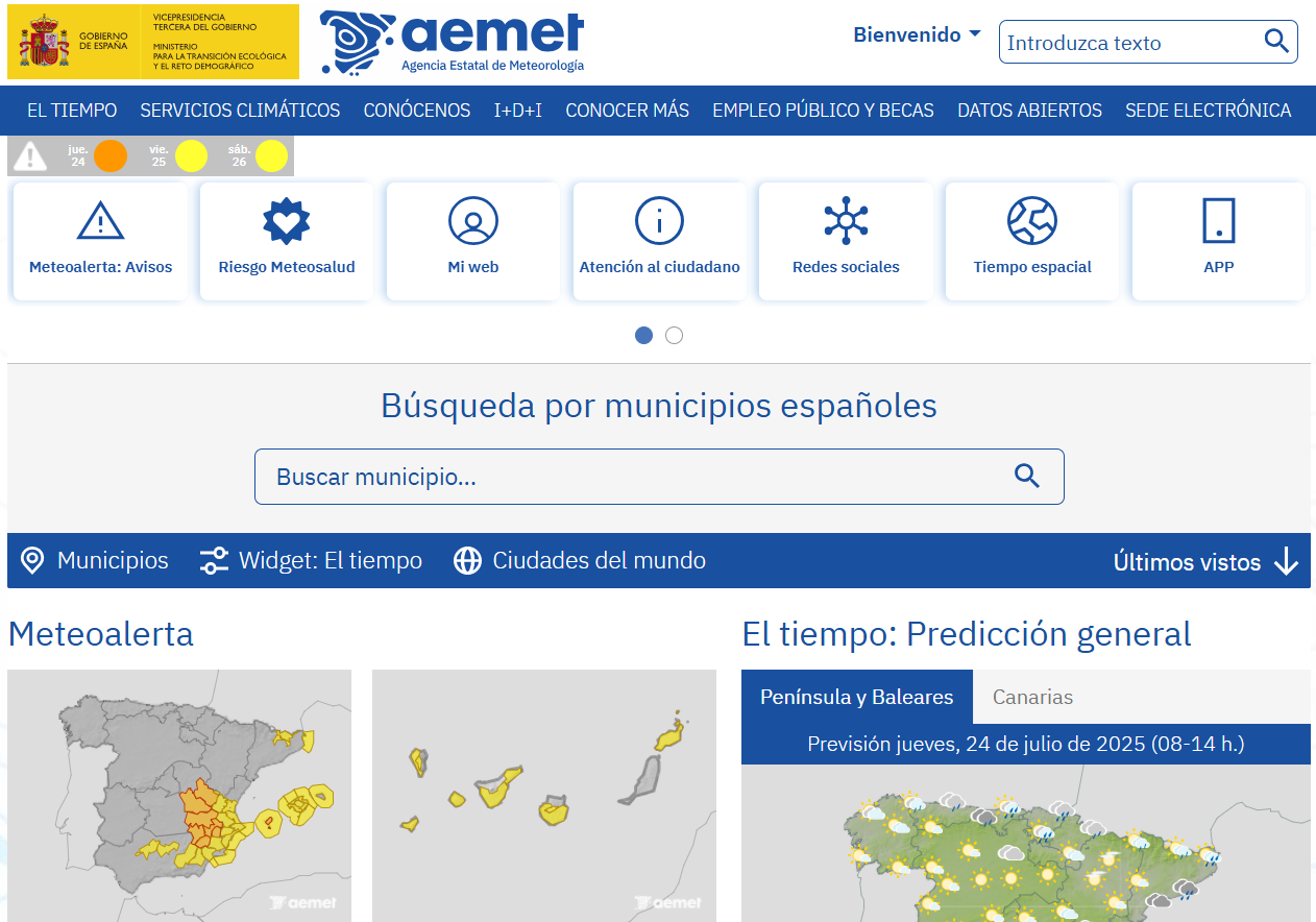Página web de la AEMET