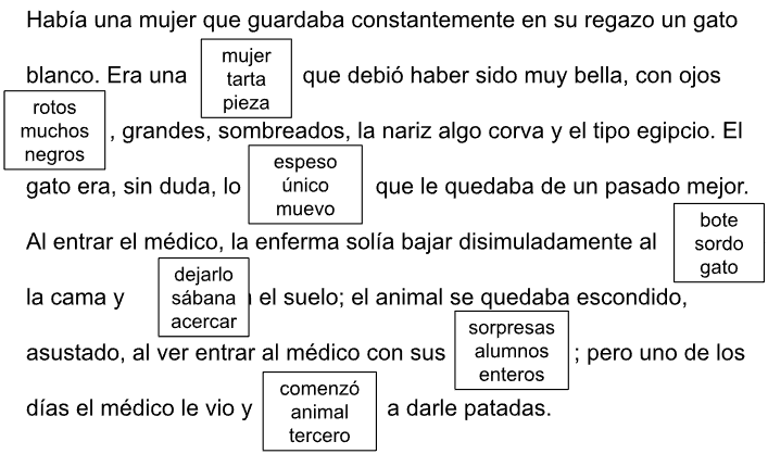 Ejemplo de texto con técnica «maze»